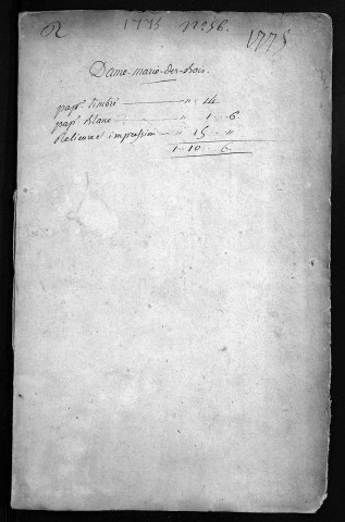 Collection du greffe. Baptêmes, mariages, sépultures, 1775