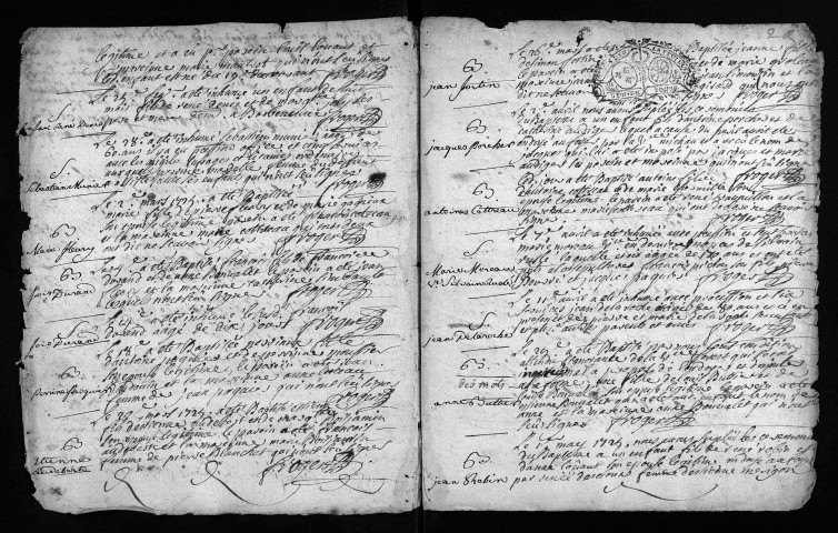 Baptêmes, mariages, sépultures, 1725