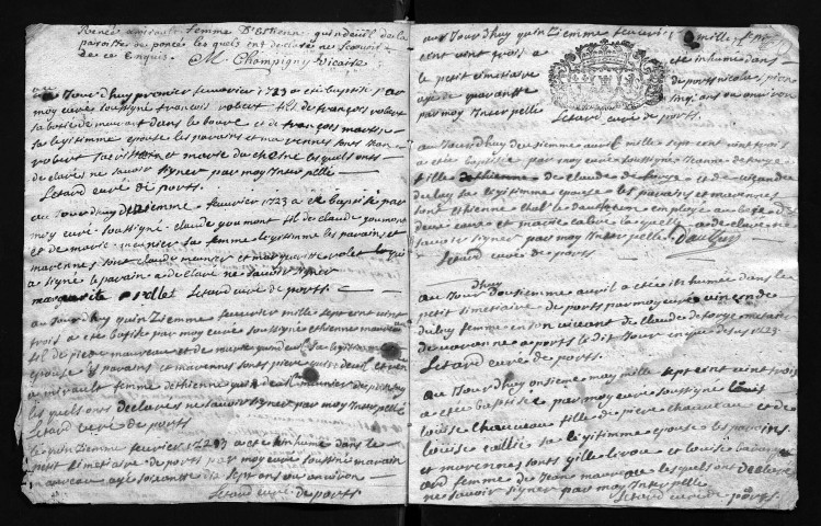 Collection communale. Baptêmes, mariages, sépultures, 1723