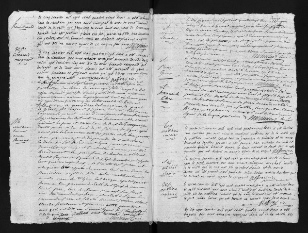 Collection du greffe. Baptêmes, mariages, sépultures, 1783