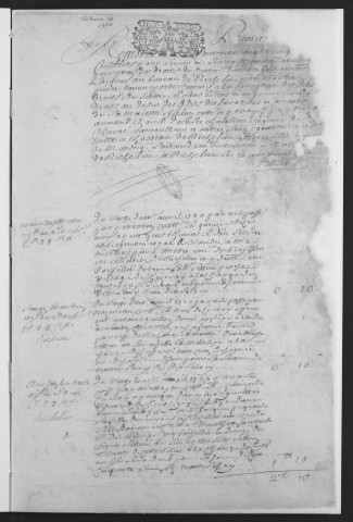 Centième denier (22 avril-2 juillet 1720) et insinuations suivant le tarif (29 avril-2 juillet 1720)