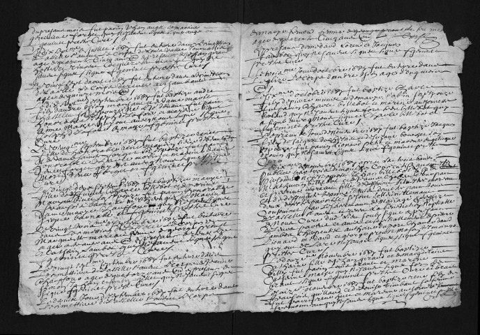 Collection du greffe. Baptêmes, mariages, sépultures, 1687 - L'année 1686 est lacunaire dans les deux collections