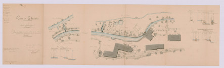 Plan et détails du moulin de Veaufriou et des ses abords (25 octobre 1851)
