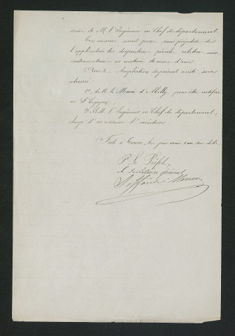 Arrêté préfectoral de mise en demeure d'exécution de travaux prescrits par le règlement d'eau du 4 janvier 1862 (13 juin 1867)
