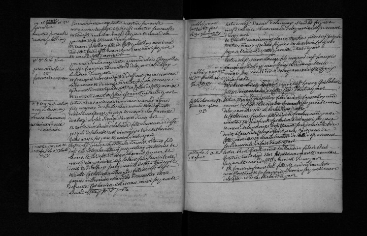 Collection communale. Liste des publications des bancs de mariages, 1753-1754 ; table alphabétique des mariages (commence à la lettre G), 1634-1700