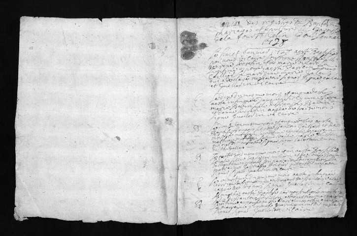 Baptêmes, mariages, sépultures, 1728-1737