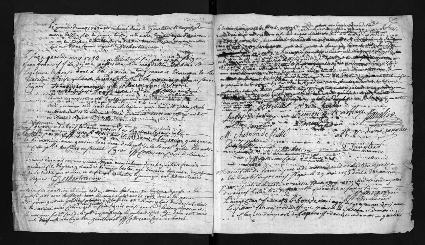 Collection du greffe. Baptêmes, mariages, sépultures, 1753-1754