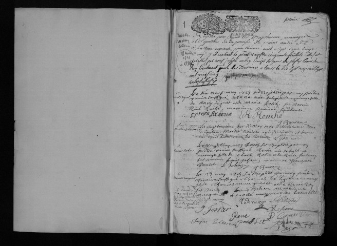 Collection communale. Baptêmes, mariages, sépultures, 19 mai 1725-1735