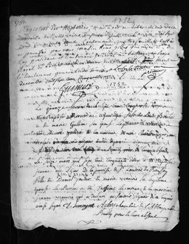 Baptêmes, mariages, sépultures, 1752