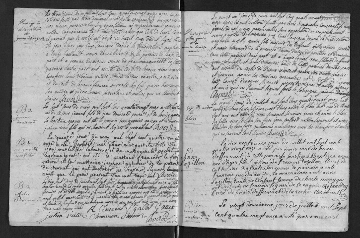 Baptêmes, mariages, sépultures, 1791