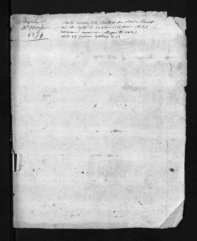 Collection du greffe. Baptêmes, mariages, sépultures, 1754