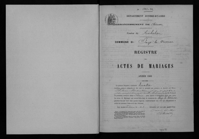 Mariages, 1881-1905