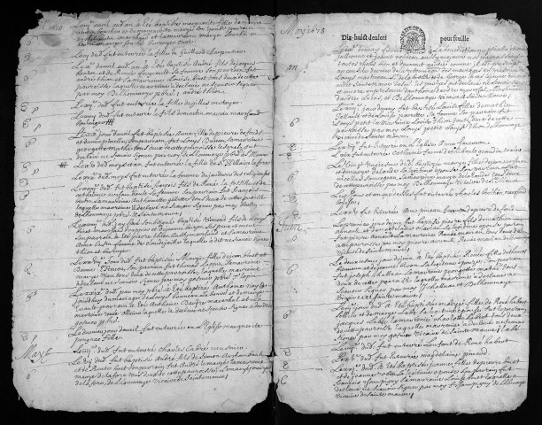 Baptêmes, mariages, sépultures, 1678