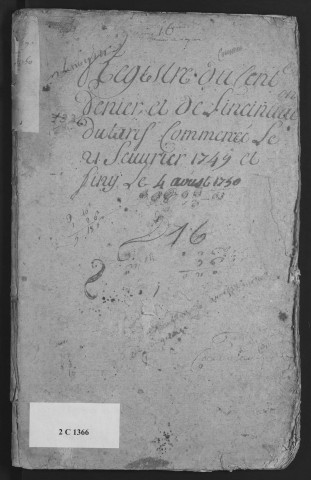 Centième denier et insinuations suivant le tarif (21 février 1749-4 août 1750)