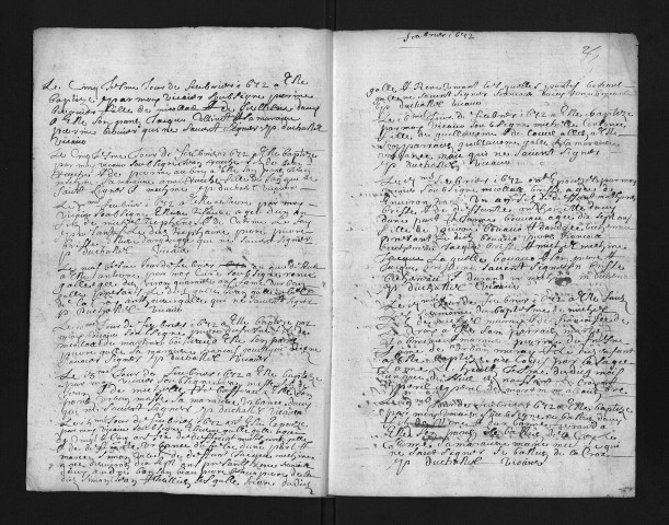 Collection du greffe. Baptêmes, mariages, sépultures, 1672 - L'année 1671 est lacunaire dans cette collection