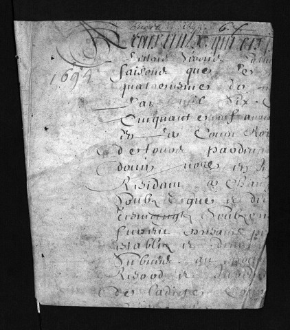 Collection du greffe. Baptêmes, mariages, sépultures, 1695 - double de 6NUM7/041/012