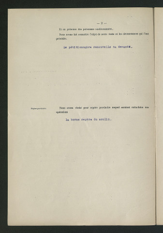 Établissement d'une vanne de décharge supplémentaire, visite de l'ingénieur (27 juillet 1931)