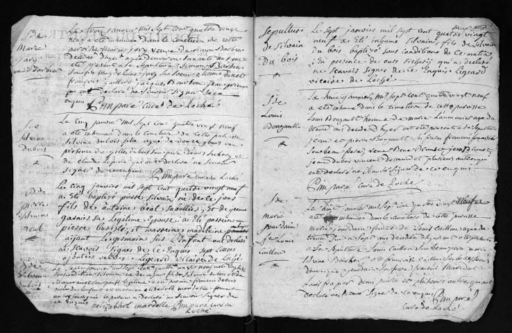 Collection du greffe. Baptêmes, mariages, sépultures, 1789