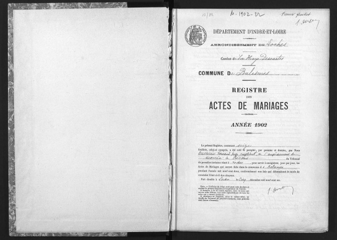 Balesmes. Mariages, 1902-1905