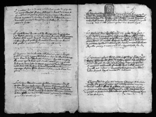 Collection du greffe. Baptêmes, mariages, sépultures, 1684-1685