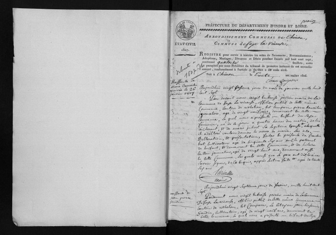 Naissances, mariages, décès, 1807-1836