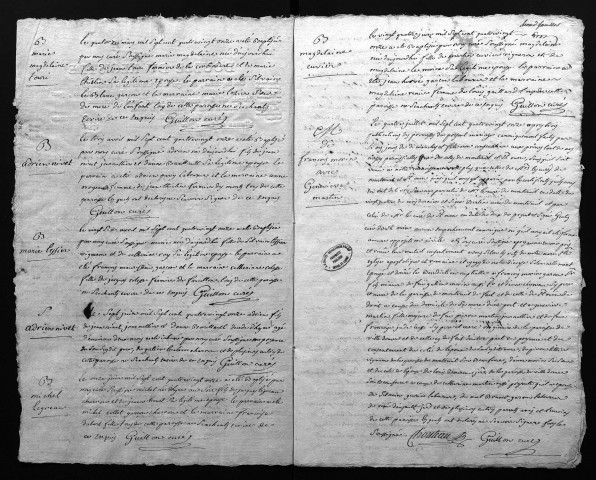 Collection du greffe. Baptêmes, mariages, sépultures, 1791