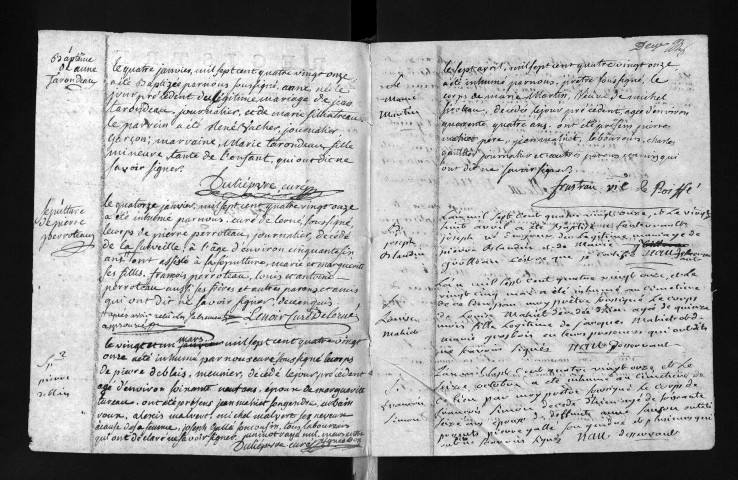Collection du greffe. Baptêmes, mariages, sépultures, 1791 - L'année 1792 a été numérisée à partir de la collection communale.