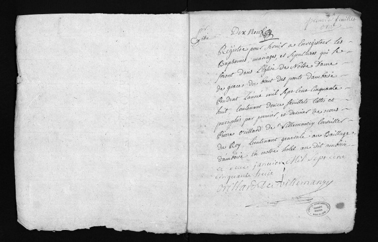 Collection du greffe. Baptêmes, mariages, sépultures, 2 janvier-31 décembre 1758