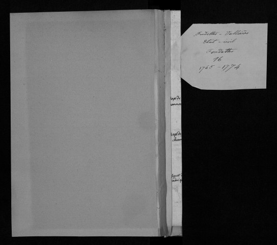 Collection communale. Baptêmes, mariages, sépultures, 1765-1774