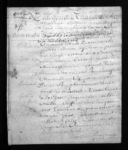 Baptêmes, mariages, sépultures, 1706