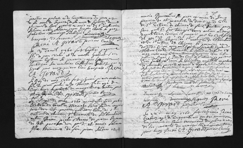 Collection du greffe. Baptêmes, mariages, sépultures, 1760