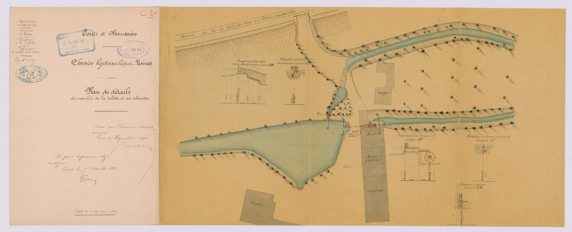 Plan de détail du moulin de la Volette et ses abords (5 décembre 1896)