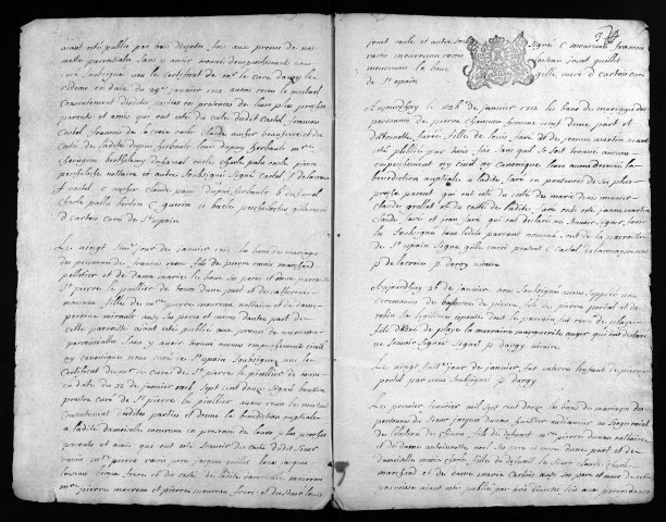 Baptêmes, mariages, sépultures, 1712 - Les années 1707-1711 sont lacunaires dans la collection du greffe