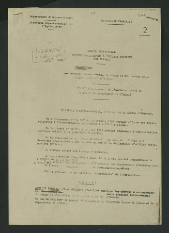 Arrêté préfectoral portant déclaration d'utilité publique de travaux (28 décembre 1973)