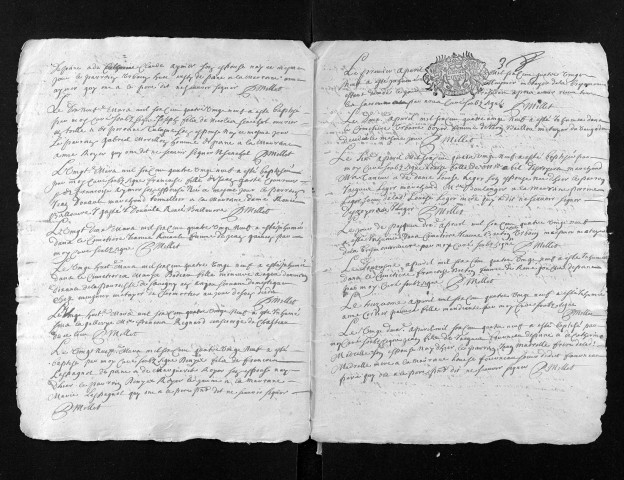Collection du greffe. Baptêmes, mariages, sépultures, 1689 - Les années 1683-1688 sont lacunaires dans cette collection