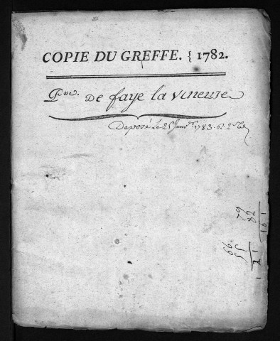 Collection du greffe. Baptêmes, mariages, sépultures, 1782