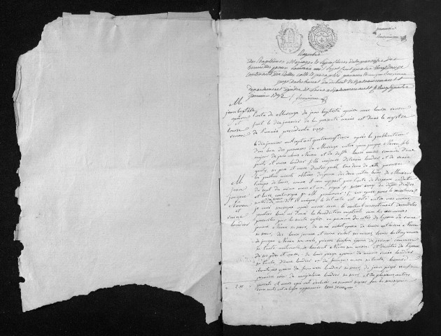 Collection du greffe. Baptêmes, mariages, sépultures, 1792