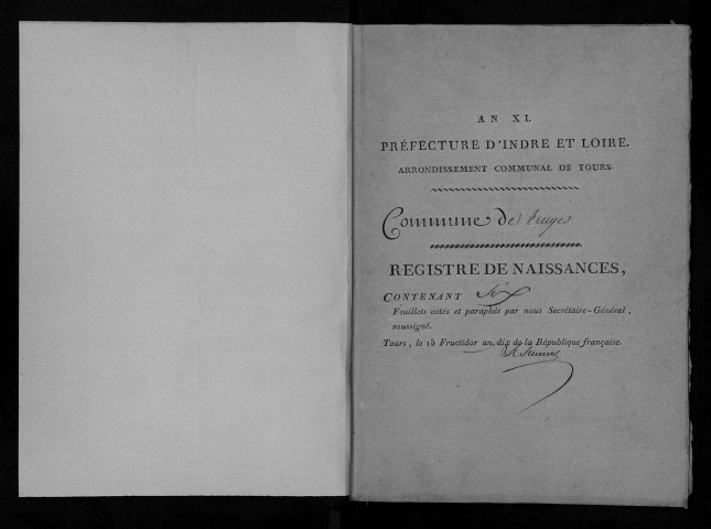 Naissances, mariages, décès, an XI-1819