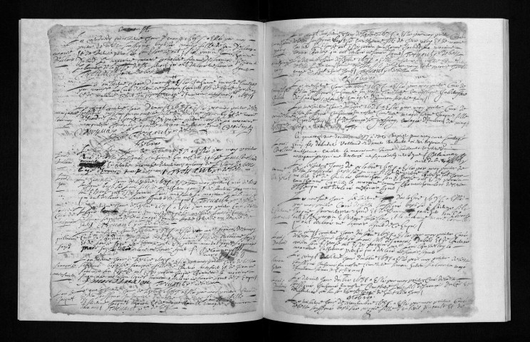 Collection communale. Baptêmes, mariages, sépultures, 1687-1690 - L'année 1691 est lacunaire dans les deux collections