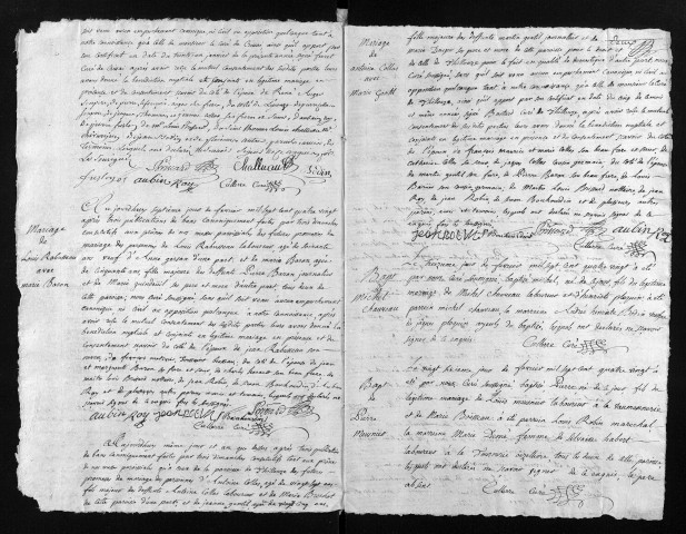 Collection du greffe. Baptêmes, mariages, sépultures, 1780