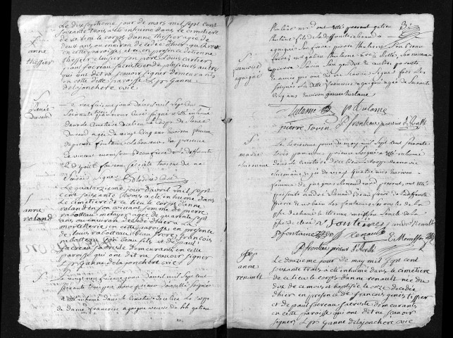 Collection du greffe. Sépultures, 1763