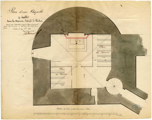 Plan d'une chapelle à établir dans la maison d'arrêt de Loches.