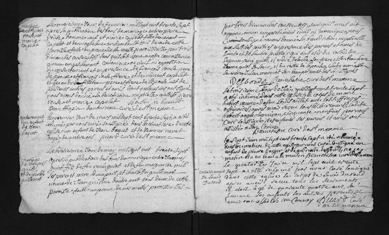 Collection du greffe. Baptêmes, mariages, sépultures, 1737-1738 - Les années 1717-1736 sont lacunaires dans cette collection