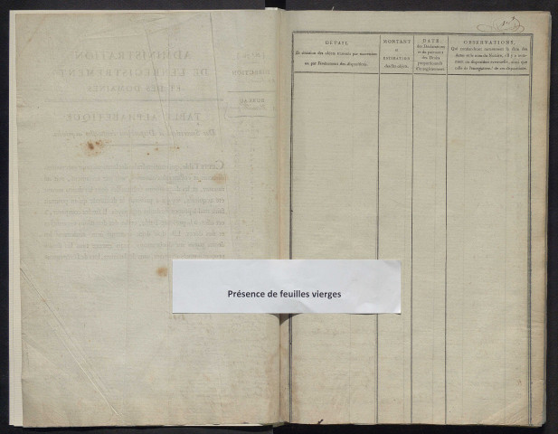 Table des successions acquittées –1807-1824