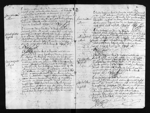 Baptêmes, mariages, sépultures, 1670