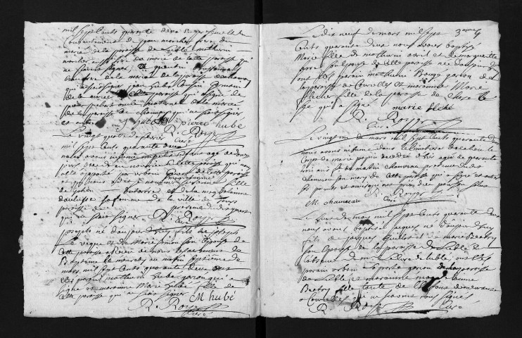 Collection du greffe. Baptêmes, mariages, sépultures, 1742