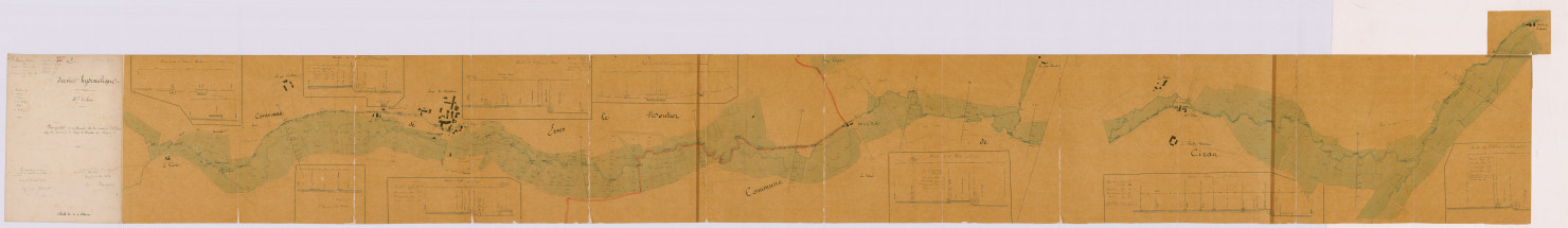 Plan général et nivellement de la rivière d'Esves dans les communes d'Esves-le-Moutier et Ciran (5 mai 1860)