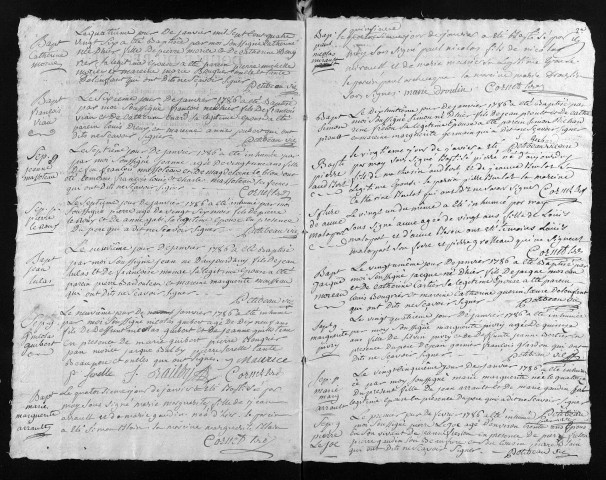 Collection du greffe. Baptêmes, mariages, sépultures, 1786