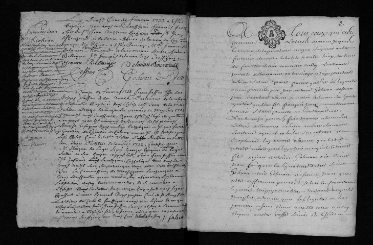 Collection communale. Baptêmes, mariages, sépultures, 27 janvier 1733-25 janvier 1735 (ff. 1-50), 1736 (ff. 51-59)