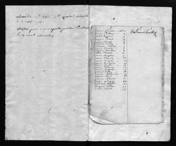 Collection communale. Sépultures, 1712-1736 - Contient aussi la copie d'une déclaration en faveur des défricheurs de landes et terres incultes donnée à Compiègne le 13 août 1766, en fin du registre